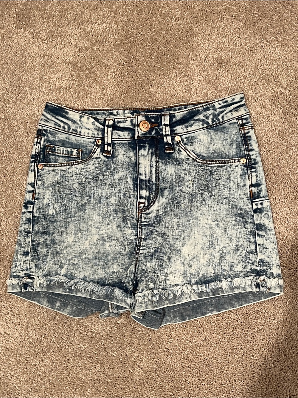 NOBO High-Waist Acid Wash Denim Shorts - Blue Silver - Size 5 Small - NWOT
